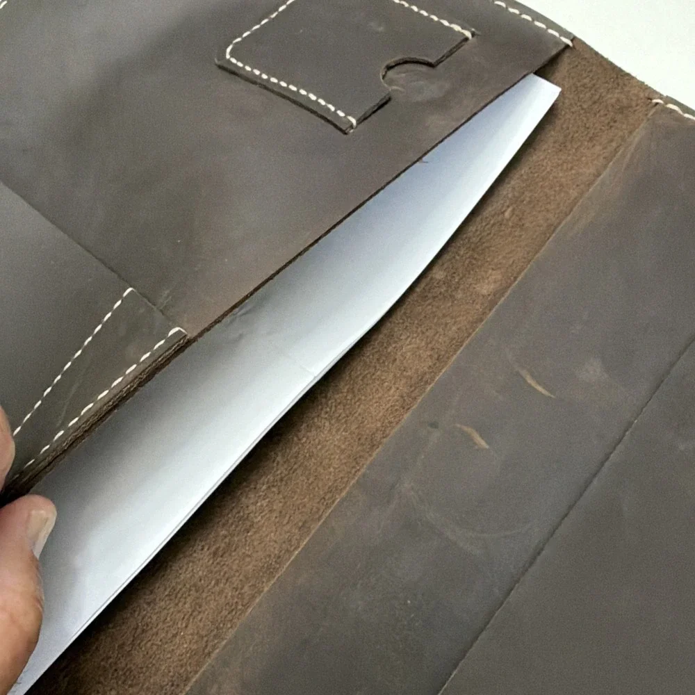 Brown Leather Portfolio Organizer Full Grain Rustic 13x9 Document Holder. 5207